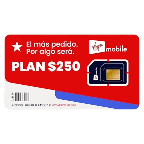 Genérico Chip Virgin Mobile 250 | 17 GB totales + Redes sociales ILIMITADAS...