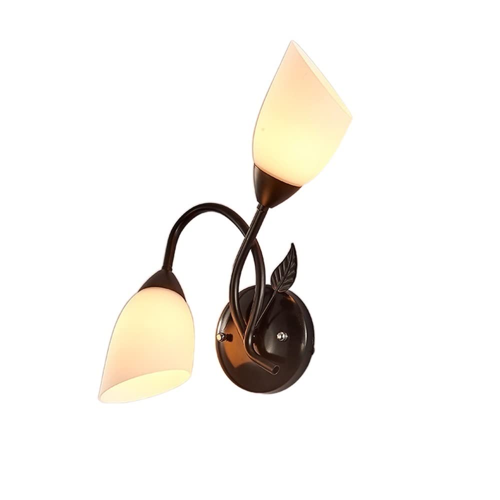 OZBMA Wall Mounted Light Nordic Modern Wrought Iron Glass Lamp Bedroom Bedside Creative Living Room Study Cafe Hotel Aisle Stairs Corridor Background Decorative E27 Lantern Reading Lig