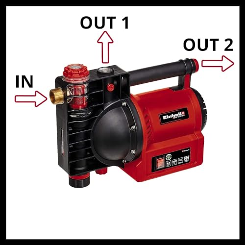Foto von Einhell Gartenpumpe GE-GP 1145 ECO (1.100 W, 4500 L/h max. Förrdermenge, Wasserfüll-/Schmutz-/Sauganzeige, Thermo-/Frostschutz, Vorfilter m. Rückschlagventil, inkl. Adapter)
