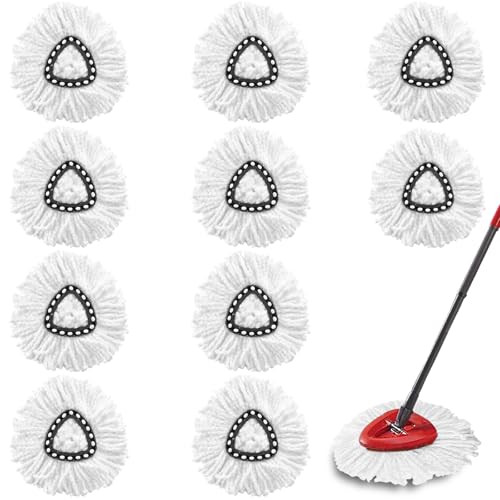 10Pack Spin Mop Replacement Heads,100% Microfiber Mop Head Replacement Compatible with Triangle Spin Mop, Easywring 1-Tank System, Easy Cleaning, Microfiber, Machine Washable