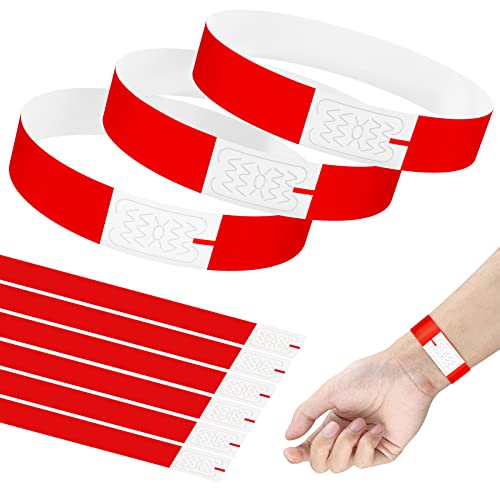 100 Stück Einlassbänder Rot Festival Bänder, Wasserfeste Papierarmbänder Festival Partybänder Armbänder, Bändchen Einlass Cover