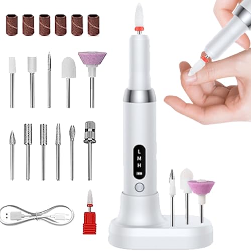 Kit de de uñas eléctrica para mujeres, máquina perforadora de uñas, amoladora de uñas, taladro de uñas inalámbrico de 3 modos, de uñas eléctrica, con 12 brocas para salón de uñas en casa