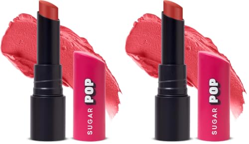 Image of SUGAR POP Ultrastay Transferproof Lipstick | 100% Transferproof | Waterproof Matte Lipstick | Vitamin E | 4 gm - 03 Coral Delight (Pack of 2)