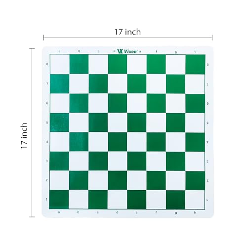 Image of Vixen Tournament Chess Set | Fide 17x17 Vinyl Roll-Up Board | Heavyweight Plastic Chess Pieces | Foldable Mat with Storage Bag (Chess Set Rollon)