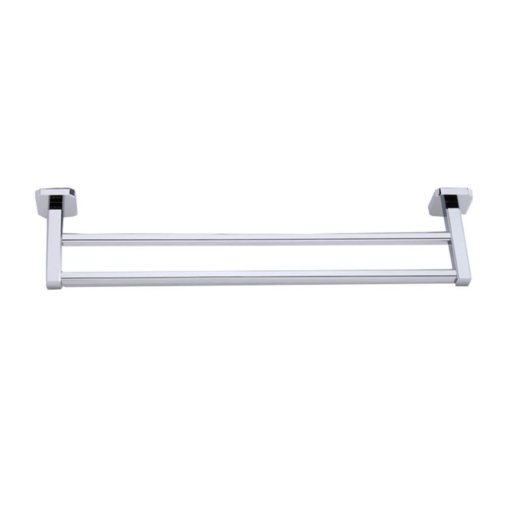 Porte-serviettes mural double en cuivre chromé argenté pour salle de bain