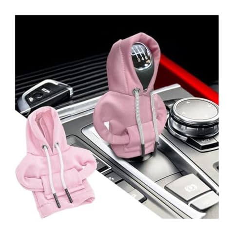 BELOMI Car Gear Shift Cover, Fashionable Hoodie Automotive Gear Shift Knob Protector, Mini Sweater Shirt Gear Shift Knob Cover, Universal Car Decor Accessories (Pink) Cover