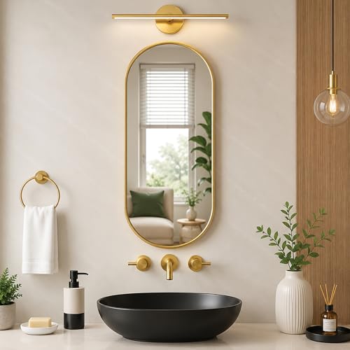 Image of Black Arched Wall Mirror With Frame, Modern Metal Frame Vanity Mirror for Bathroom, Bedroom, Entryway & Living Room, Vertical Wall Mounted Decorative Mirror with Clarity Glass (Size, 15x31 Inch)