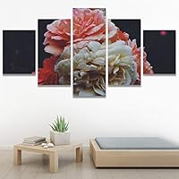 SIGNWIN 5 Panel Canvas Wall Art Modern Art Bohemian Bouquet Colorful Cool Floral Group Multicolor Photography Realism for Home Decorations Ready to Hang - 60