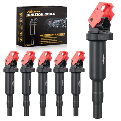 Nilight Ignition Coil UF592 C1638 Automotive Replacement Ignition Coils Fit for BMW 325i 325Ci 328i 330Ci 335i 525i 528i 530i 535i 545i 745Li X3 X5 M5 M6 Z4-2.5 3.0 4.4 4.8L Engine 0221504470-6 Pack