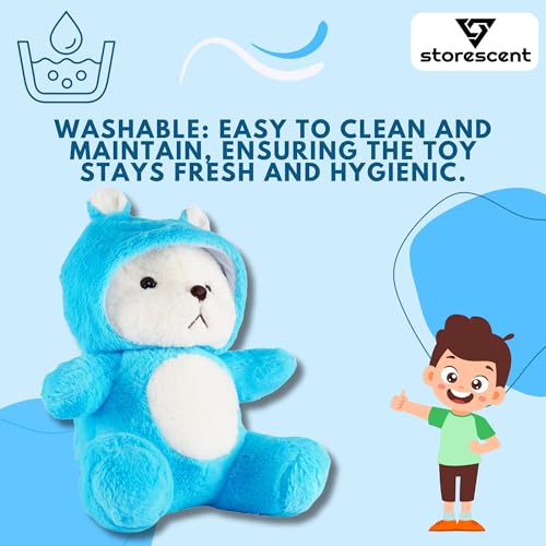 Image of Hooded Teddy Bear Plush Toy | Soft & Cute Stuffed Animal Toy for Hugging for Kids & Loved Ones - Blue 45cm