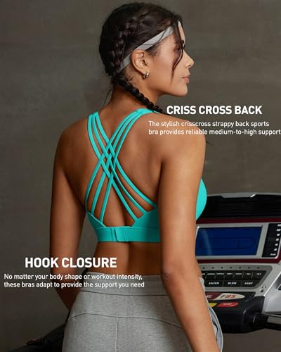 Image of RUNNING GIRL Sports Bras for Women,Crisscross Back High Impact Sports Bra with Hook Closure Workout Supportive Bra