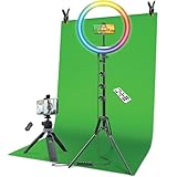 Content Creators kit | Ring Light RBG Color Change + Green Screen | Bonus Phone Mount Included