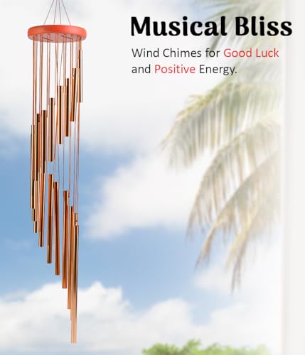 Image of ZAICUS Large Metal Wind Chime for Home & Garden, Rose Gold Wind Bell with Deep Soothing Tones, Outdoor Hanging Decor for Balcony, Patio & Entrance
