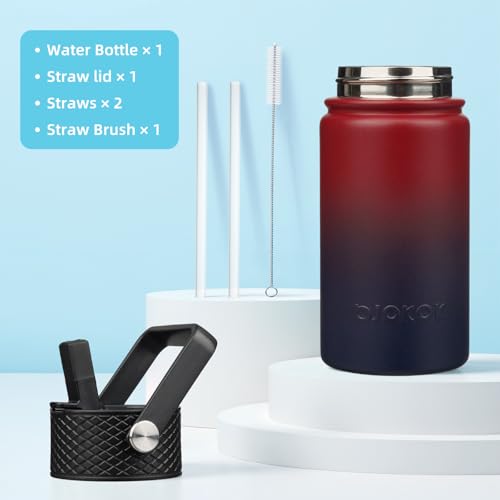 Image of BJPKPK Insulated Water Bottle, 15oz Stainless Steel with Straw Lid