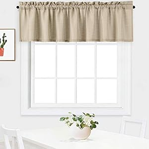 Curtain ValanceWaffle Weave Water Proof Window Valance for BathroomTailored Kitchen Valance Curtain Cafe Curtains 60 x 15 Plaza Taupe One Panel
