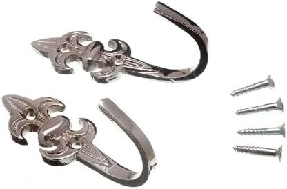 6 X Elegant Fleur de LYS Curtain Tie Backs (Chromed, 75mm)