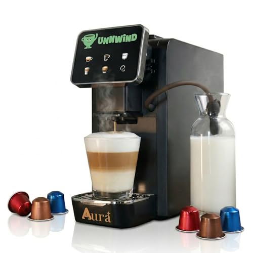 Image of Aura+ One-Touch Coffee Machine for Home with Touchscreen | 19-Bar Cappuccino, Latte & Espresso Maker | Milk Frothing & Auto Cleaning | Capsule Compatible (Aura+ Coffee Machine)