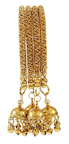 Image of NMII Metal with Zircon Gemstone, Pearls and Beads Studded Glossy Finished Bangle Set For Women and Girls