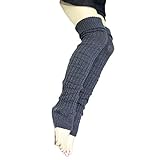 [Ｒｅｅ　＆　Ｍｅｅ] レッグウォーマー 冷房対策 冷え取り 寒さ対策 ルーズソックス サイハイ ニット 防寒 グッズ ルーズ タイプ 靴下 (ダークグレー)