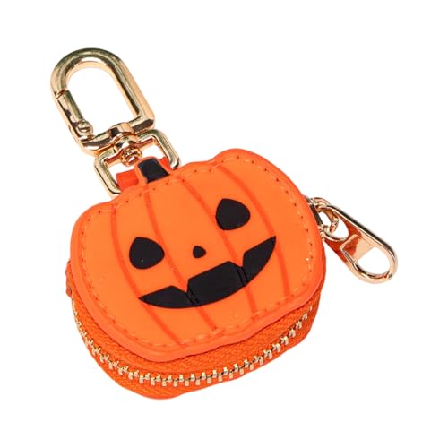 HVRFJXI Minis Porte-Monnaie Porte-clés Halloween Citrouille Araignées Web Porte-clés Portefeuille Sacs À Main Breloque De Pochettes En Cuir Pour Femmes Breloques De Accessoires