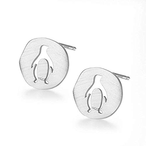 Preisvergleich Produktbild Yipianyun 925 Sterling Silber Ohrringe Schlichte Und Stilvolle Runde Pinguin Ohrstecker Persönlichkeit Temperament Schmuck Geschenk Für Frauen,Silber