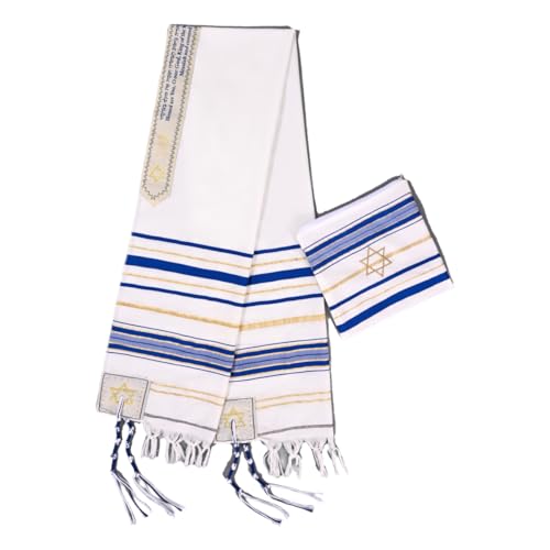 Rooherd 1pcs blue men's prayer shawl Christian prayer scarf jewish tzitzit tallit cloth rainbow jerusalem clothes Israel design