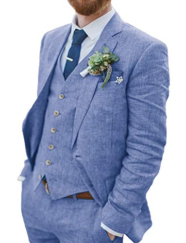 3 Piece Suit Men Slim Fit Cornflower Blue Tuxedo Suit Stylish Mens Blazers Prom Jackets