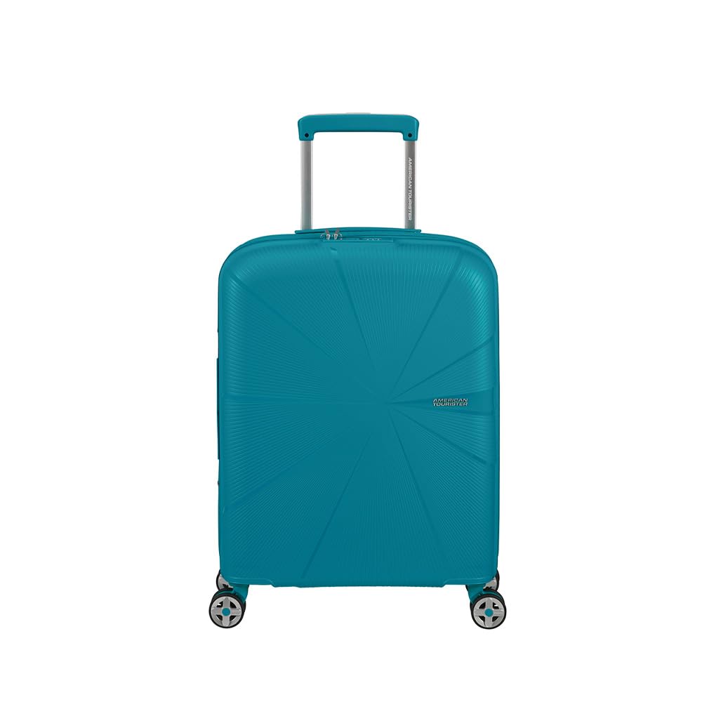 American Tourister Trolley cabina espandibile 4 ruote con chiusura integrata con combinazione a 3 cifre con funzione TSA. Possiede una doppia tasca con zip e cinturino ferma abiti. Dimensione: 55