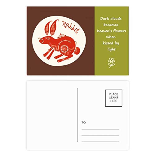 Carte postale Année de Lapins Chine Zodiac 20pcs rouge lot de cartes de remerciement 5,7x3,8 pouces