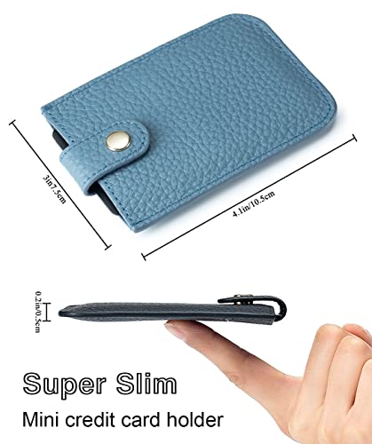 Women Mini RFID Blocking Credit Card Holder Slim Leather Wallet with Stacked Pull Card Slots3