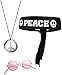 Produktbild Balinco 3-teilliges Hippie Set mit Stirnband Peace Zeichen Kette und runder Nickel Sonnenbrille