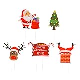 BESPORTBLE 10 Stuks kerstkaarten kerstboom christmas tree Kerst gazon figuren kerstvakantie decor kerst gazon staken kerst decoratie kerst grondborden decor voor een terrasfeestje plastic