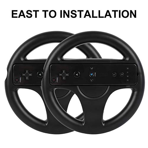 image for Steering Wheel for Wii Controller, GEEKLIN 2 pcs Black Racing Wheel Co