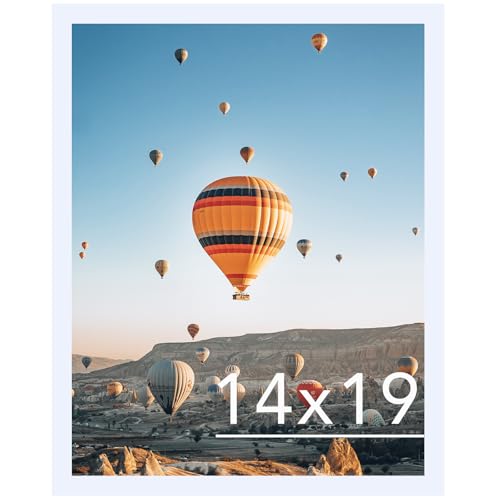 Image of JCJMY 14x19 Picture Frame White for Wall Hanging, Wall Mounting Horizontally or Vertically, 14 x 19 Wall Gallery Poster Photo Frame with Durable Shatter Resistant Plexiglass, White