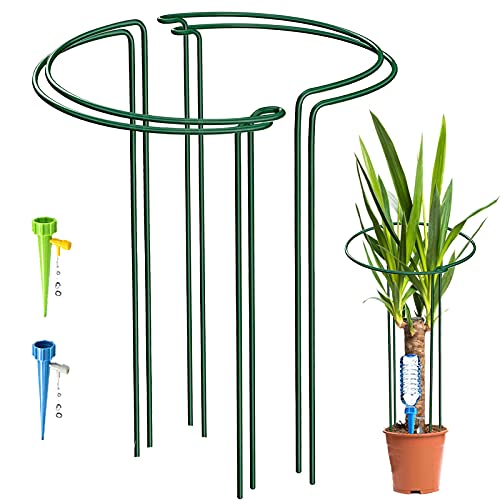KAZITOO 4 Pack Large 60cm Tall Bow Plant Support Stakes, Strong Metal Garden Supports Half Round...