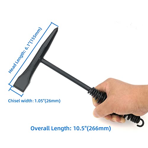 Image of Welding Chipping Hammer with Coil Spring Handle,10.5 inch,Cone and Vertical Chisel / 10 inch Wire Brush(Yellow), VASTOOLS Chipping Hammer
