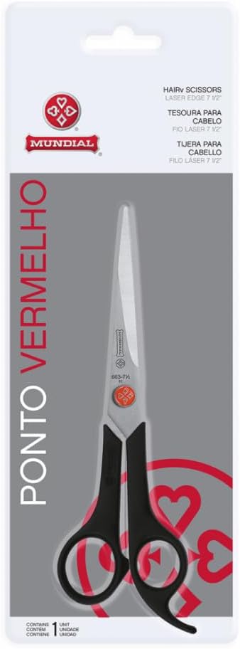 Mundial 663-7 Red Dot Lightweight 7-1/2-Inch Barber Shears, hair accessories for perfect haircut (tijera leve para cortar pelo) (Pack of 2)