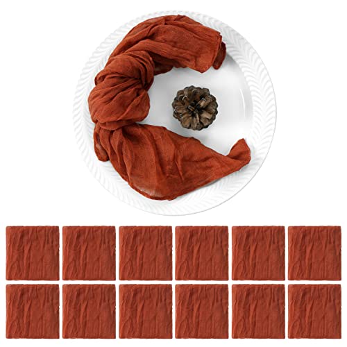 60 Pack Gauze Cheesecloth Napkins 20 X 20 Inch Wrinkled Dinner Napkins Rustic Boho Table Napkins Soft Smooth Fabric Decorative Cloth Napkins For Wedding Event Party Decorations Supplies(Terracotta) #TOP27