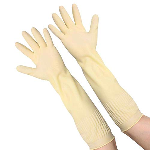 45Cm Stretch Und Verdicktes Rindfleisch Sehne Verschleißfeste Wäsche Waschen Geschirr Kunststoff Leder Gummihandschuhe Für Männer Und Frauen Haushalt