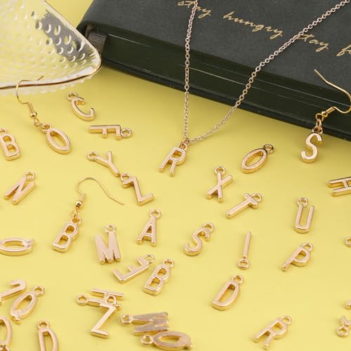 SANNIX 156Pcs/6 Sets ABC Letter Charms Mini A-Z Bracelet Necklace Pendants with 200Pcs Open Jump Rings for DIY Jewelry Making