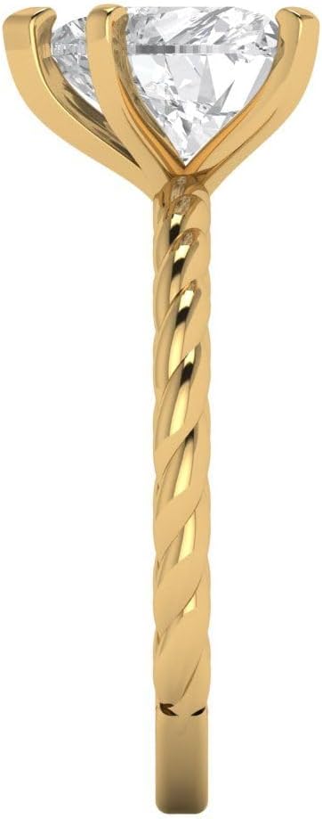 Clara Pucci 14K Solid Gold Engagement Ring for Women | 2 cttw White Sapphire Heart Cut Solitaire | Real Yellow Gold Wedding Ring - Image 3