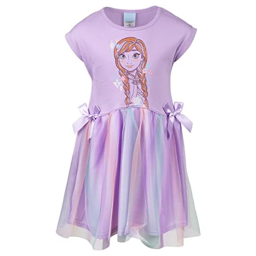 Disney Frozen Princess Anna Toddler Girls Short Sleeve Dress Purple 5T
