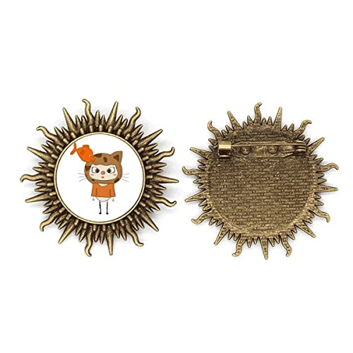Broche chat et poisson en métal un cadeau original pour passionnés