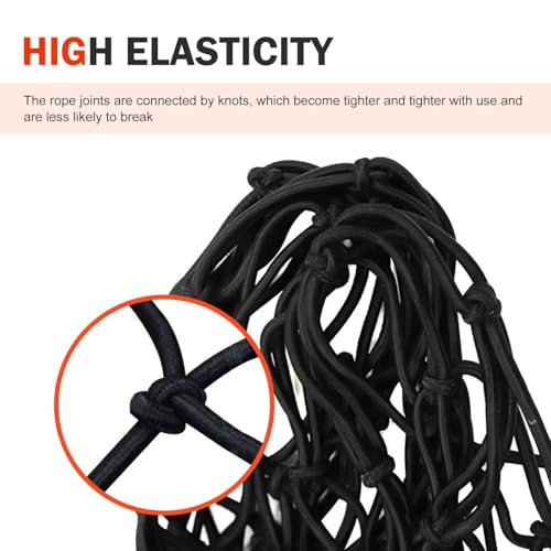Diamall 1 PC Elastic Cargo Net, 3.94Ft x 2.62Ft Trunk Storage Net with 10 Hooks, Adjustable Heavy Duty Roof Rack Net for Secure Carrying on Roof Luggage Rack, Compatible with Cars Vans Boats (Black)