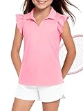 Haloumoning Girls Ruffle Short Sleeve Polo Shirt Kids V-Neck Golf Tennis Shirts Tops School Uniform Tees...