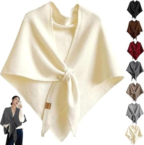 Women's Solid Color Wool Blend Shawl Dressy Travel Warm Wrap Scarf Vintage Wrap Tops Wool Knotted Shawl