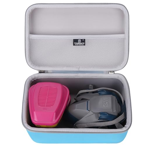 Tourmate EVA Hard Case Compatible for 3M Half Facepiece Reusable Respirator 6200/07025(AAD)/6503QL and 3M P100 Respirator Cartridge/Filter 60923 Combo(BOX ONLY) (Bule, Respirator Case)