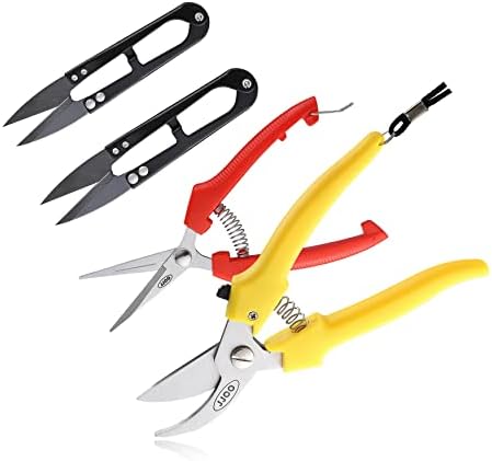 4 PCS Garden Shears, Stainless Steel Garden Scissors With PP Handle, Heavy Duty Hand Garden Clippers, Pruning Shears for flowers, plant, Floral and Bonsai