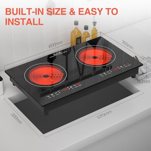 Plaque Induction 2 feux, Double Plaque de Cuisson Induction Plate 3600W, 9 Températures et Niveaux de Puissance, en Verre de Cristal, Minuterie de 4 Heures Minuteri, Pour Toute Poêle Plate – Image 4