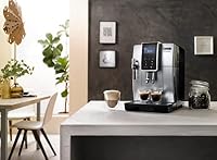 De'Longhi Dinamica ECAM 350.35.SB Kaffeevollautomat mit Profi-Milchaufschäumdüse für Cappuccino, Espresso, Kaffee und Long Coffee Direktwahltasten, Klartext Digitaldisplay, 2-Tassen-Funktion, Silber – Ansicht 3